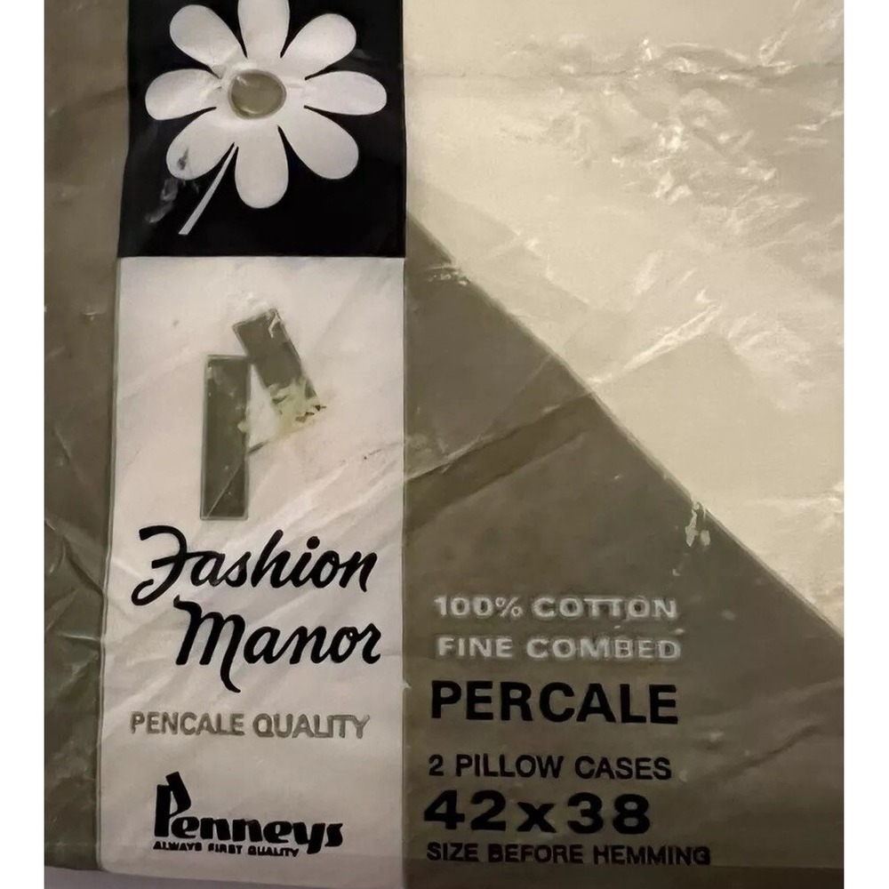 Pillowcases Penney Fashion Manor Yellow Crochet Edge Trim 100% Cotton Vintage - Picture 4 of 5